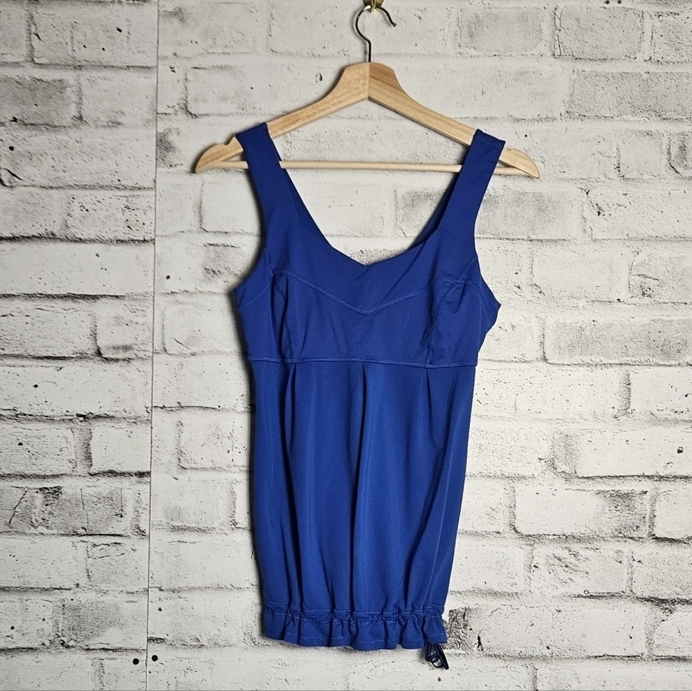 Lululemon Blue Cinch Hem Tank Top Built In Bra Size 8 Athletic
